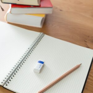 Notebook opened on the table.